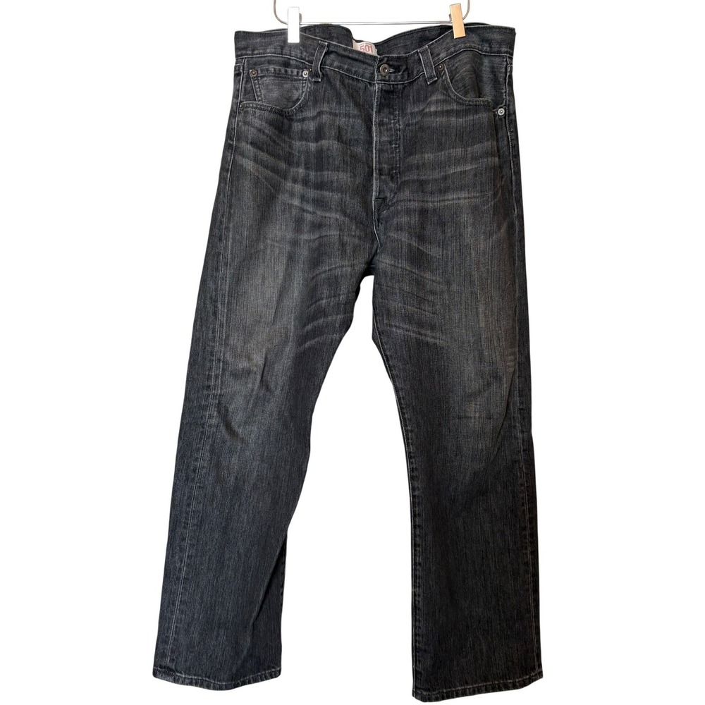 Levi's 501 Jeans Men Charcoal Wash Straight Fit Button Fly Denim SZ 38 x 30